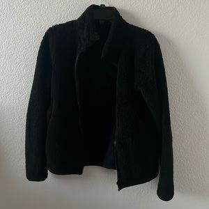 black fluffy jacket